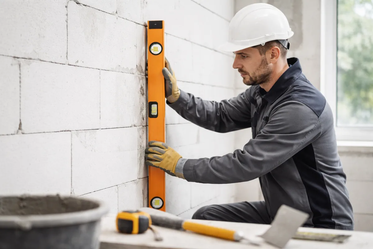Comment corriger un mur en béton cellulaire avec un faux aplomb ?